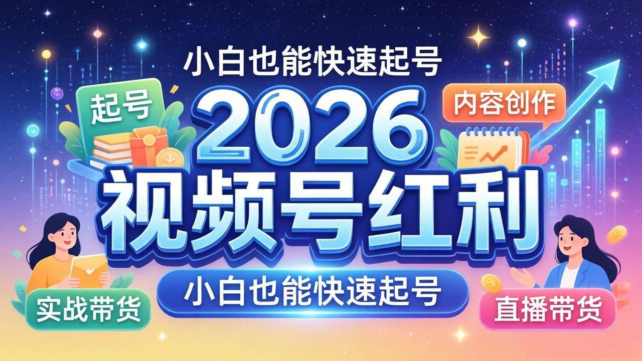 2026视频号红利实战营，大佬亲授起号、内容、直播、IP、投流、私域、矩阵全套落地打法-黑马项目网
