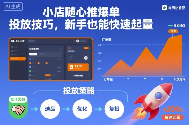 小店随心推爆单投放技巧，新手也能快速起量-黑马项目网