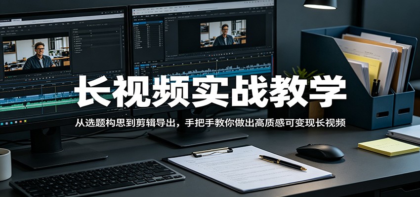 长视频实战教学，从选题构思到剪辑导出，手把手教你做出高质感可变现长视频-黑马项目网