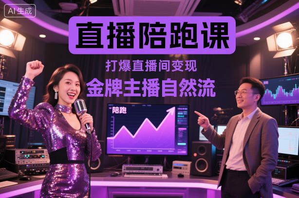 直播陪跑课，金牌主播自然流打爆直播间，复制高变现玩法-黑马项目网