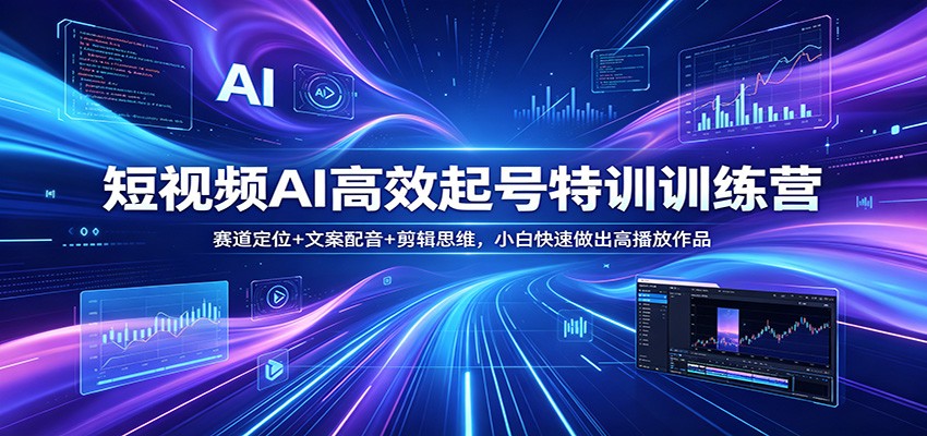 短视频AI高效起号特训训练营：赛道定位+文案配音+剪辑思维，小白快速做出高播放作品-黑马项目网