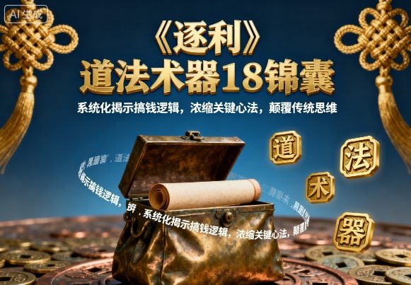 《逐利》道法术器18锦囊，系统化揭示搞钱逻辑，浓缩关键心法，颠覆传统思维(更新)-黑马项目网