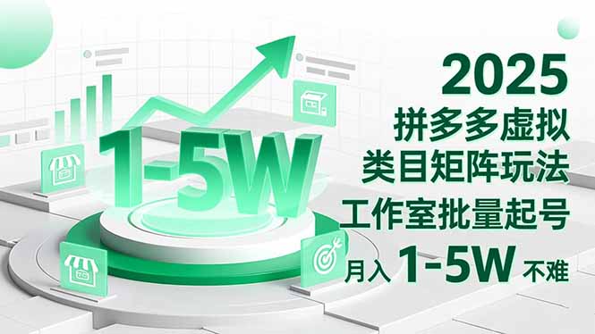 2025 拼多多虚拟类目矩阵玩法，工作室批量起号，月入 1-5W 不难-黑马项目网