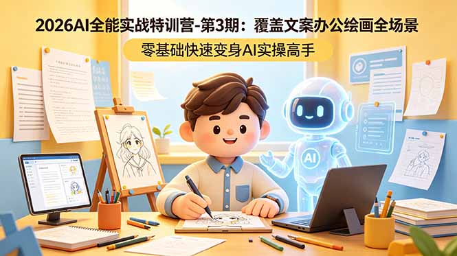 2026AI全能实战特训营-第3期：覆盖文案办公绘画全场景 零基础快速变身AI实操高手-黑马项目网