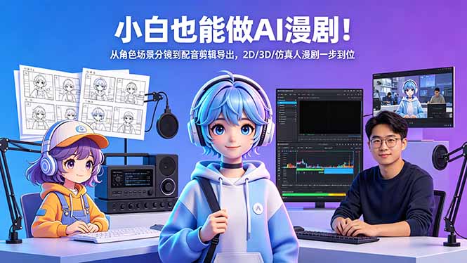 小白也能做AI漫剧！从角色场景分镜到配音剪辑导出，2D/3D/仿真人漫剧一步到位-黑马项目网