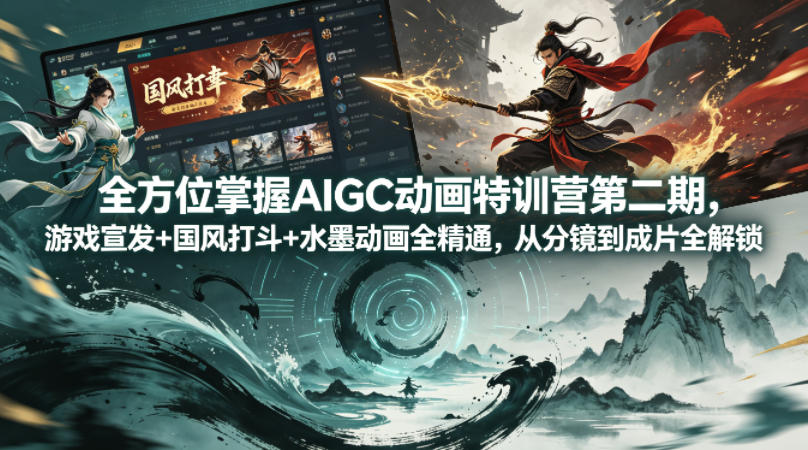 全方位掌握AIGC动画特训营第二期，游戏宣发+国风打斗+水墨动画全精通，从分镜到成片全解锁-黑马项目网