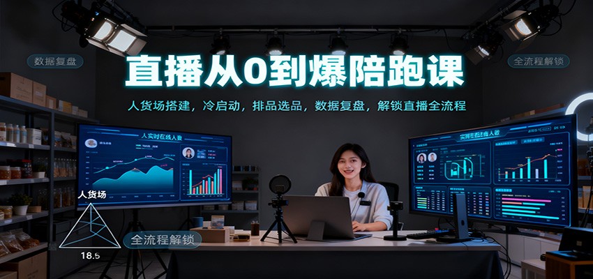 直播从0到爆陪跑课：人货场搭建，冷启动，排品选品，数据复盘，解锁直播全流程-黑马项目网