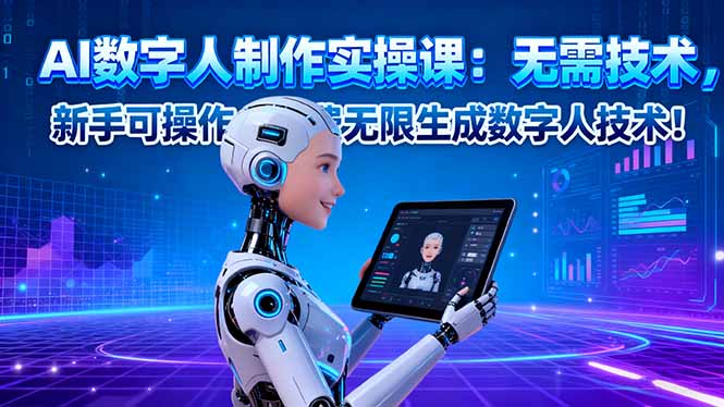 AI数字人制作实操课：无需技术，新手可操作，免费无限生成数字人技术！-黑马项目网