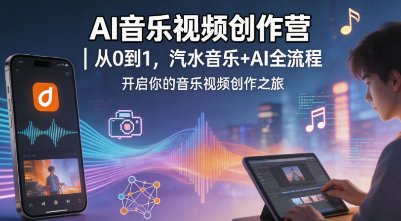 AI音乐视频创作营｜从0到1，汽水音乐+AI全流程，开启你的音乐视频创作之旅-黑马项目网