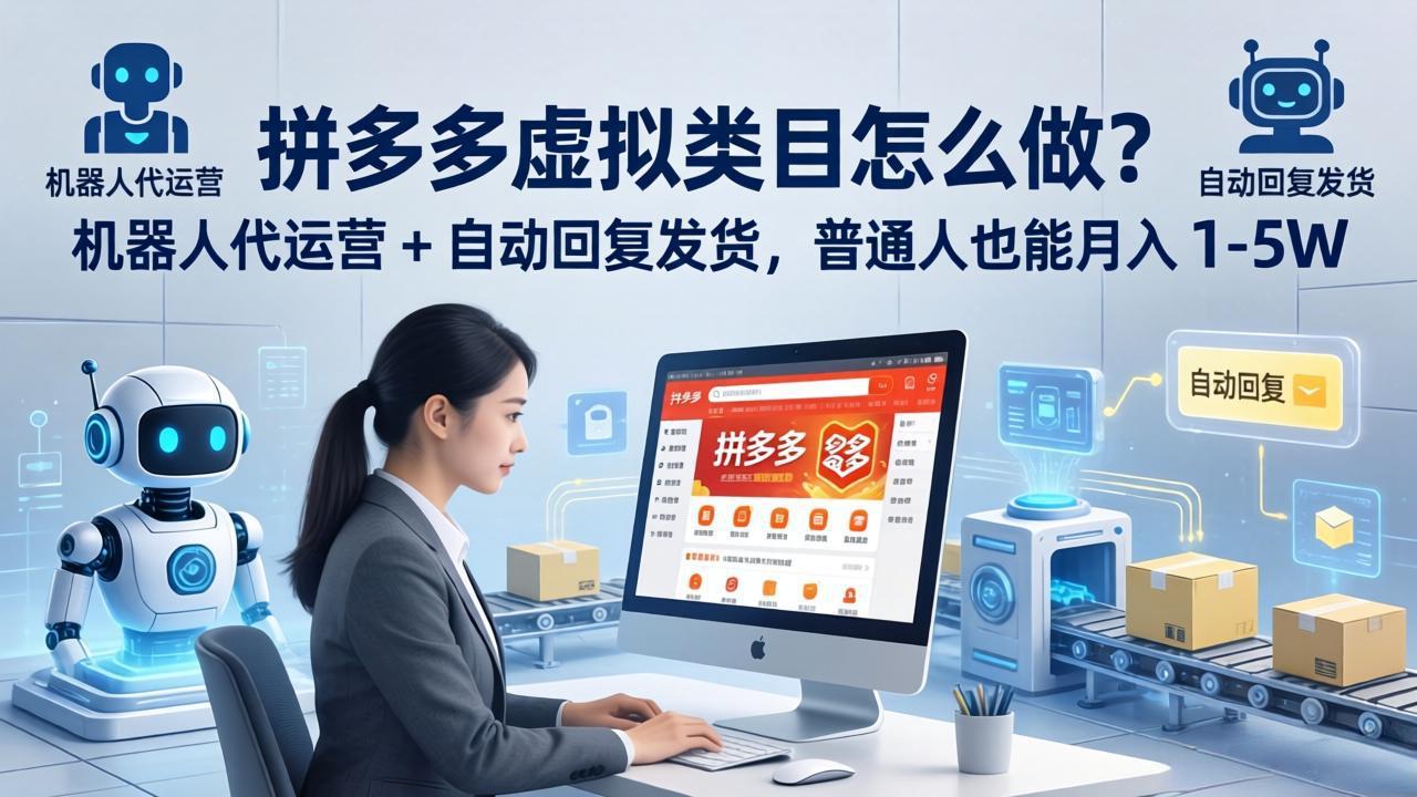 拼多多虚拟类目怎么做？机器人代运营 + 自动回复发货，普通人也能月入 1-5W-黑马项目网