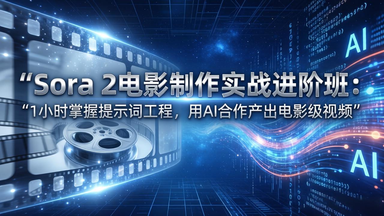 Sora 2电影制作实战进阶班：1小时掌握提示词工程，用AI合作产出电影级视频-黑马项目网