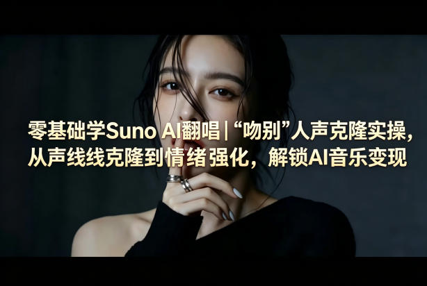 零基础学Suno AI翻唱｜《吻别》人声克隆实操，从声线克隆到情绪强化，解锁AI音乐变现-黑马项目网