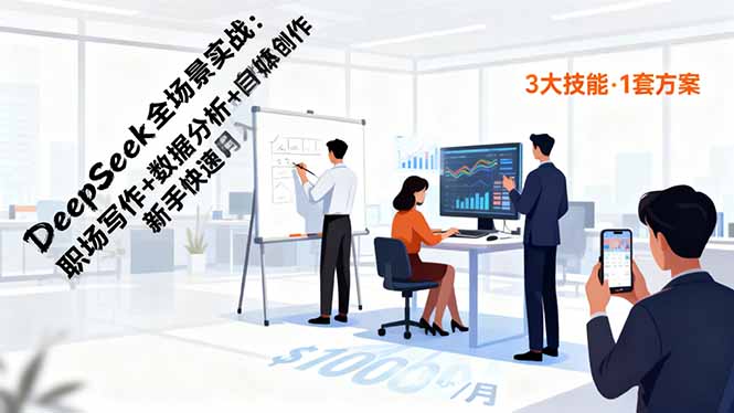 DeepSeek全场景实战:职场写作+数据分析+自媒体创作,新手快速月入过万-黑马项目网