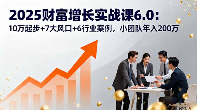 2025财富增长实战课6.0：10万起步+7大风口+6行业案例，小团队年入200万-黑马项目网