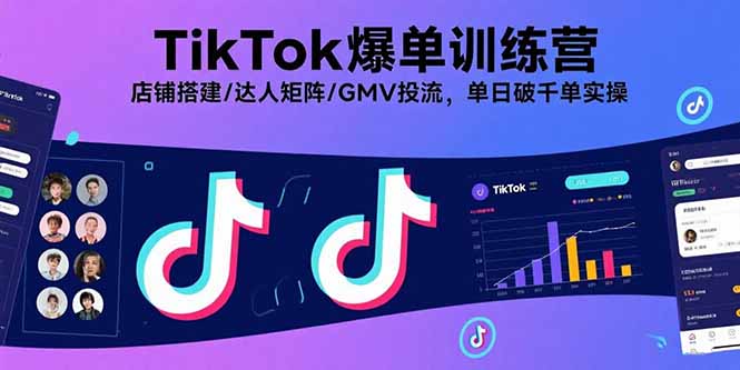 TikTok爆单训练营，店铺搭建/达人矩阵/GMV投流，单日破千单实操-黑马项目网