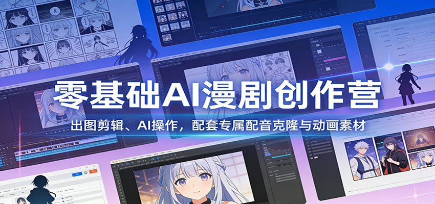 零基础AI漫剧创作营：出图剪辑、AI操作，配套专属配音克隆与动画素材-黑马项目网