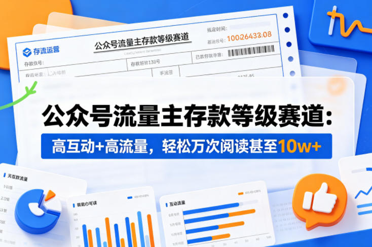 公众号流量主之存款等级赛道，高互动+高流量，轻松达到万次阅读，甚至10w+-黑马项目网