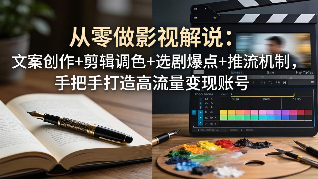 从零做影视解说：文案创作+剪辑调色+选剧爆点+推流机制，手把手打造高流量变现账号-黑马项目网