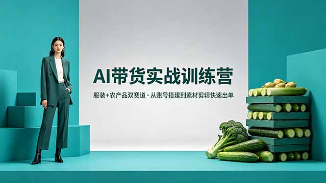 AI带货实战训练营，服装+农产品双赛道，从账号搭建到素材剪辑快速出单-黑马项目网