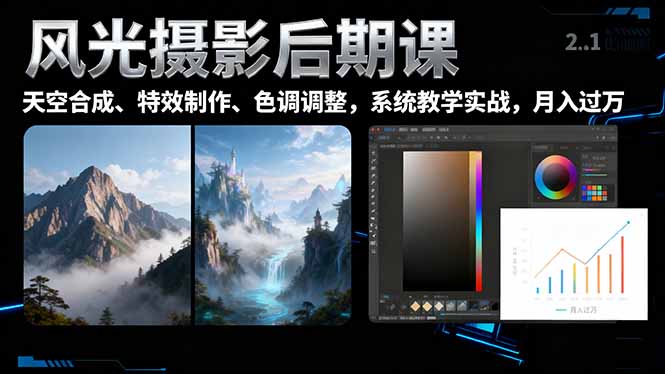 风光摄影后期课，一键换天空合成、特效制作、色调调整，月入过万-黑马项目网