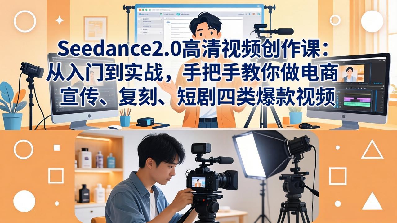 Seedance2.0高清视频创作课：从入门到实战，手把手教你做电商、宣传、复刻、短剧四类爆款视频-黑马项目网