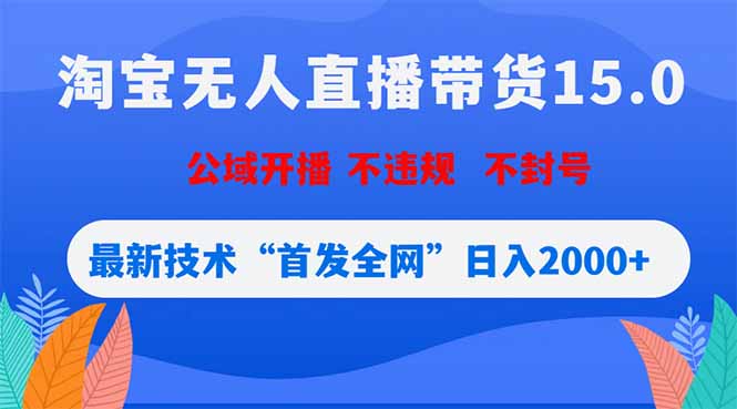 淘宝无人直播带货15.0，不封号，不违规，公域玩法，首发全网日入2000+-黑马项目网