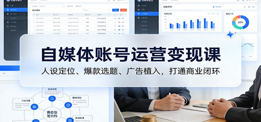 自媒体账号运营变现课：人设定位、爆款选题、广告植入，打通商业闭环-黑马项目网