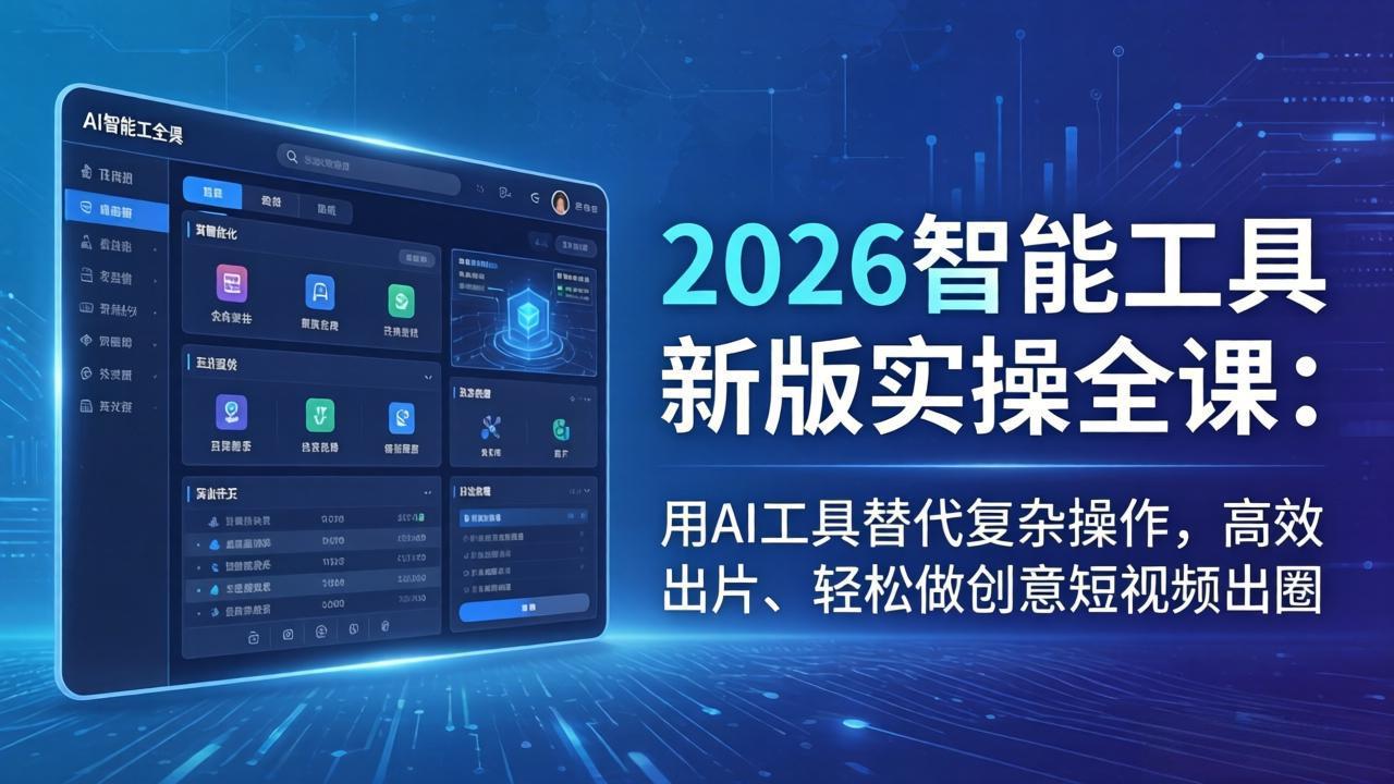 2026智能工具新版实操全课：用AI工具替代复杂操作，高效出片、轻松做创意短视频出圈-黑马项目网