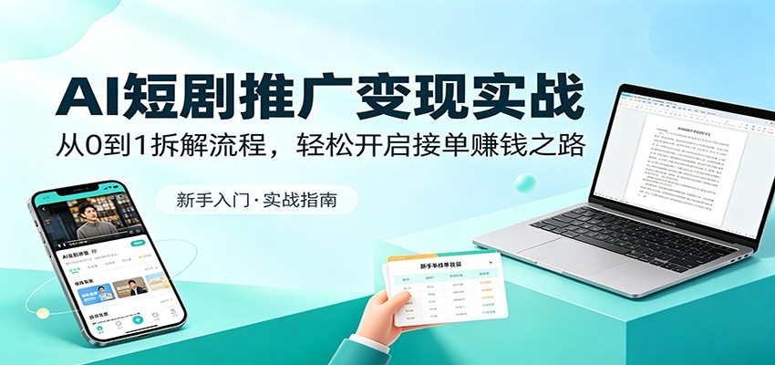 AI短剧推广变现实战：从0到1拆解流程，轻松开启接单赚钱之路-黑马项目网