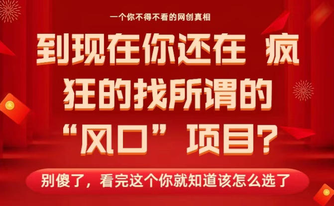 马上26年了，你还在找所谓的风口项目？别傻了，看完这个你全都懂了！【揭秘】-黑马项目网