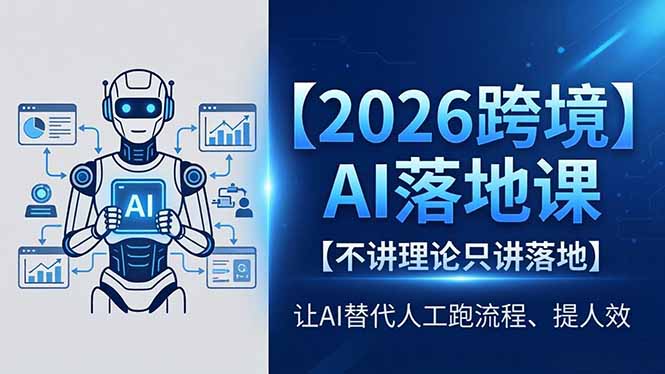 2026跨境AI落地课，不讲理论只讲落地，让AI替代人工跑流程、提人效-黑马项目网