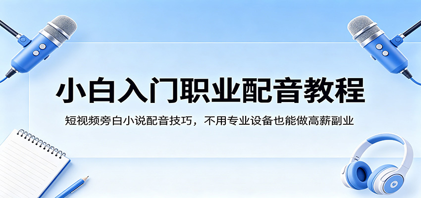 小白入门职业配音教程，短视频旁白小说配音技巧，不用专业设备也能做高薪副业-黑马项目网