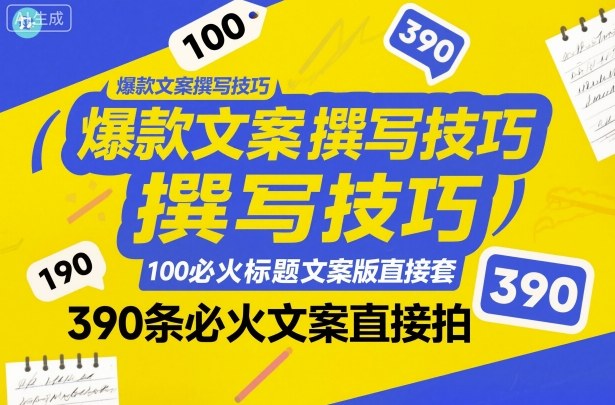 爆款文案撰写技巧，100个必火标题文案模版直接套，390条必火文案直接拍-黑马项目网