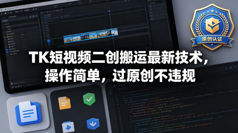 TK短视频二创搬运最新技术，操作简单，过原创不违规-黑马项目网