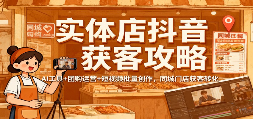 实体店抖音获客攻略：AI工具+团购运营+短视频批量创作，同城门店获客转化-黑马项目网
