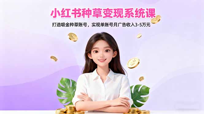 小红书种草变现系统课：打造吸金种草账号，实现单账号月广告收入3-5万元-黑马项目网