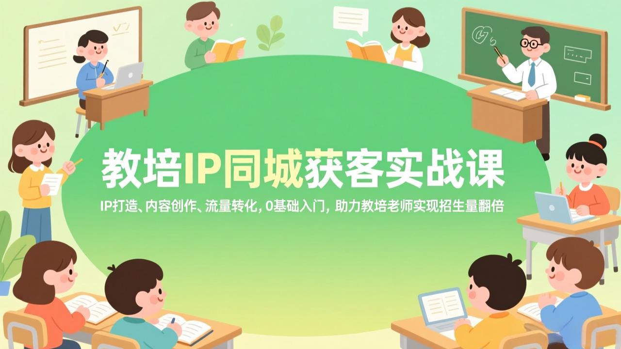教培IP同城获客实战课，IP打造、内容创作、流量转化，0基础入门，助力教培老师实现招生量翻倍-黑马项目网