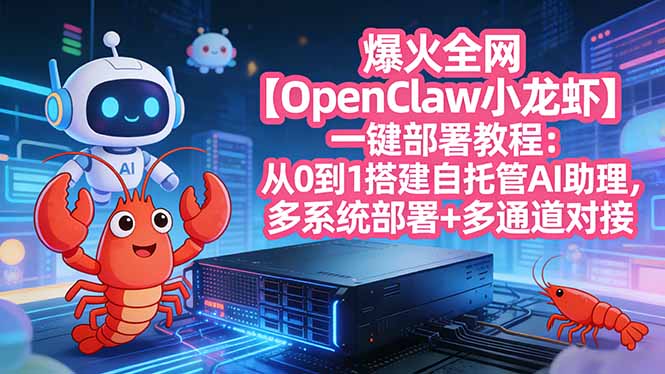 爆火全网【OpenClaw 小龙虾】一键部署教程：从0到1搭建自托管AI助理，多系统部署+多通道对接-黑马项目网