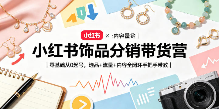 小红书饰品分销带货营｜零基础从0起号，选品+流量+内容全闭环手把手带教-黑马项目网