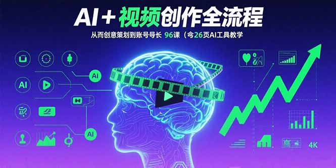 AI+短视频创作全流程：从创意策划到账号增长，96节课(含26项AI工具教学-黑马项目网
