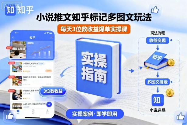 小说推文知乎标记多图文玩法，每天3位数收益爆单实操课-黑马项目网