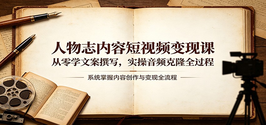 人物志内容短视频变现课：从零学文案撰写，实操音频克隆全过程-黑马项目网
