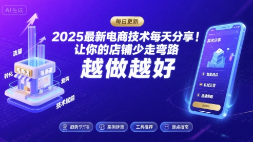 2026最新电商技术每天分享，让你的店铺少走弯路，越做越好(更新26年04月)-黑马项目网