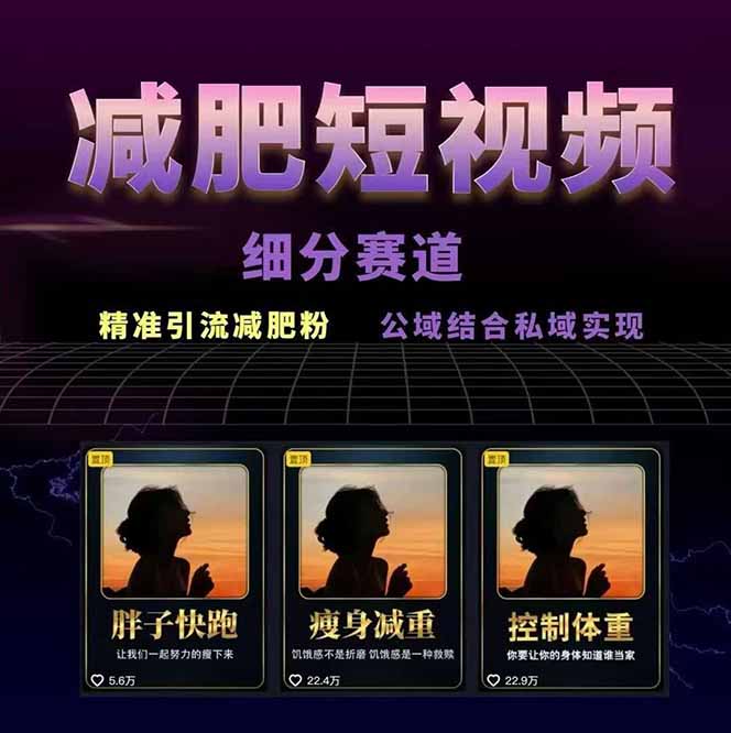 图片[1]-减肥短视频赛道运营课：素材准备-视频制作-引流变现全流程 (附素材-黑马项目网