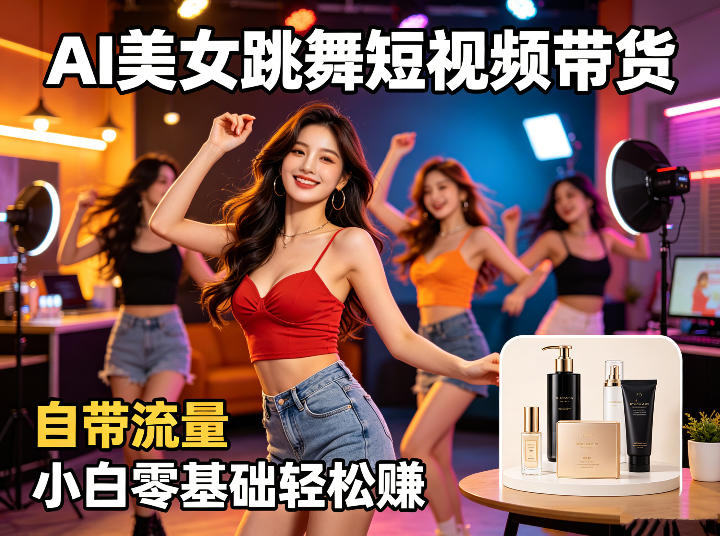 AI美女跳舞短视频带货：自带流量，小白零基础轻松賺，详细拆解-黑马项目网