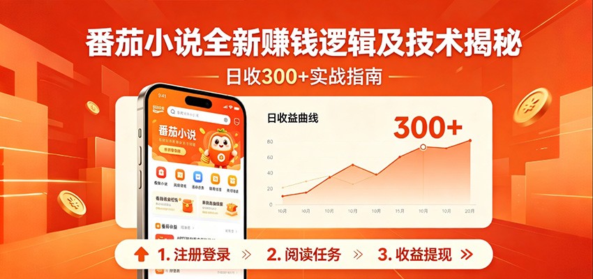 番茄小说全新赚钱逻辑及技术日收300+，小白新书皆可做！无脑赚就行了！-黑马项目网