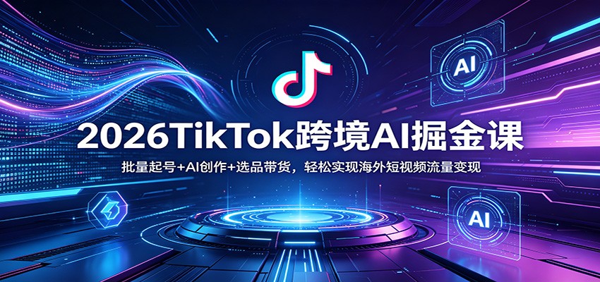 2026TikTok跨境AI掘金课：批量起号+AI创作+选品带货，轻松实现海外短视频流量变现-黑马项目网
