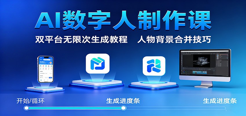 AI数字人制作课：双平台无限次生成教程，人物背景合并技巧-黑马项目网