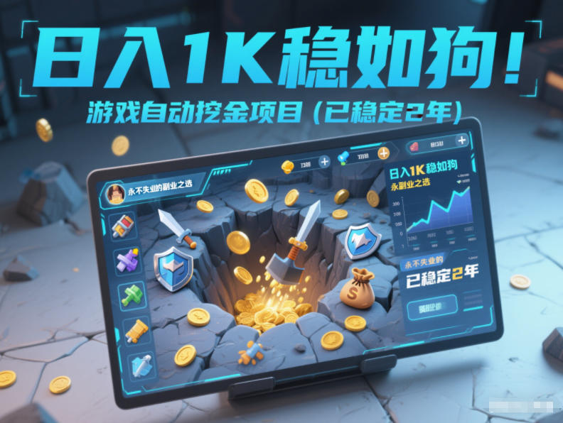 日入1K稳如狗！游戏自动挖金项目(已稳定2年)，永不失业的副业之选【揭秘】-黑马项目网
