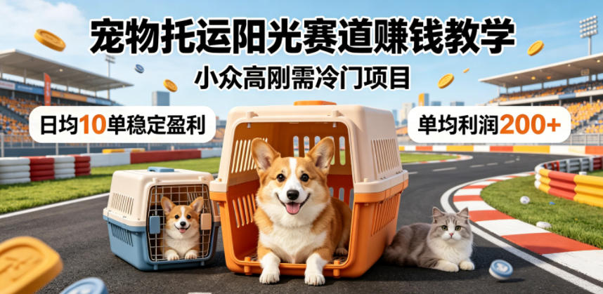 宠物托运阳光赛道賺钱教学，小众高刚需冷门项目，日均10单稳定盈利，单均利润200+-黑马项目网